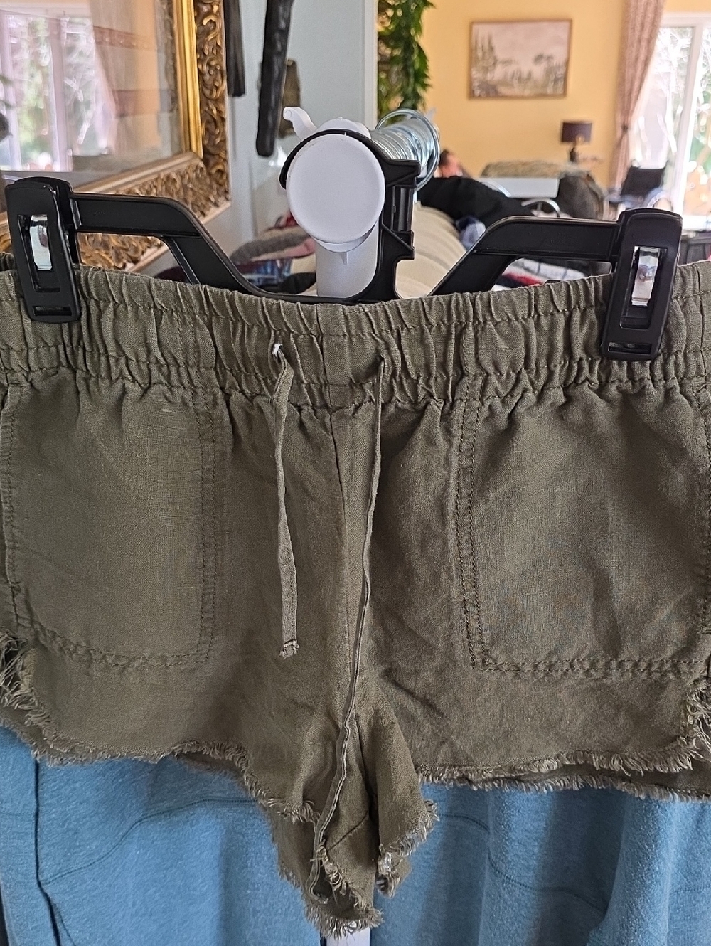 Express Olive Green High-Waist Drawstring Shorts